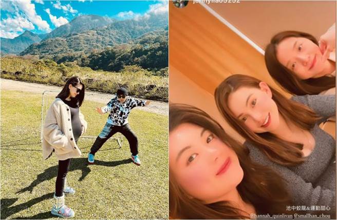 昆凌宣布懷孕後大方曬日常照，不僅孕肚明顯，且上圍激增，露出深深事業線。(取材自jaychou IG、hannah_quinlivan IG)