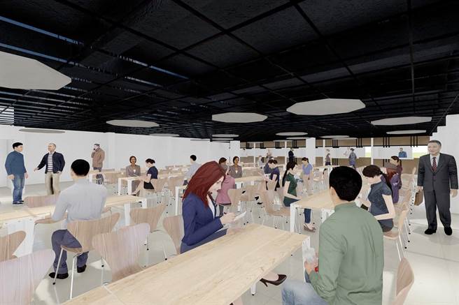 新竹縣政府前棟辦公大樓地下室整修後，將以「美食街」概念亮相的示意圖。（新竹縣政府提供／羅浚濱新竹傳真）