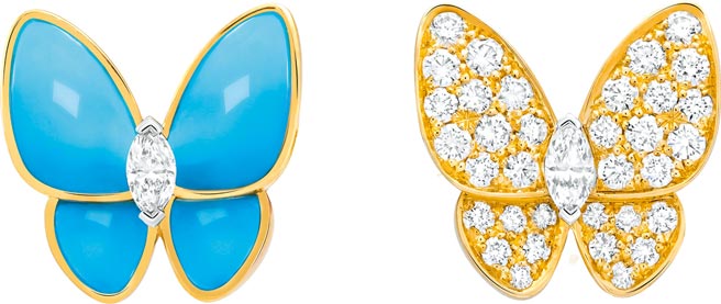 梵克雅宝今年新款Two Butterfly炼坠，65万5000元。（Van Cleef & Arpels提供）