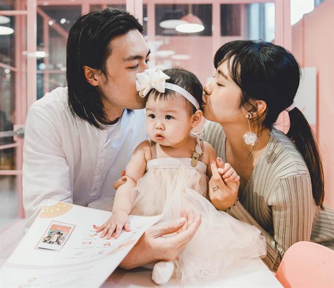 简廷芮与老公日前迎接女儿小萝卜1岁生日。（艺和创艺提供）
