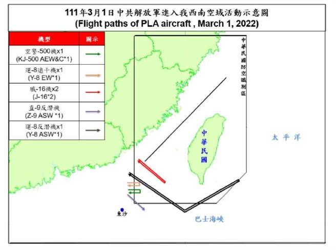共机侵扰我西南空域示意图。空军提供