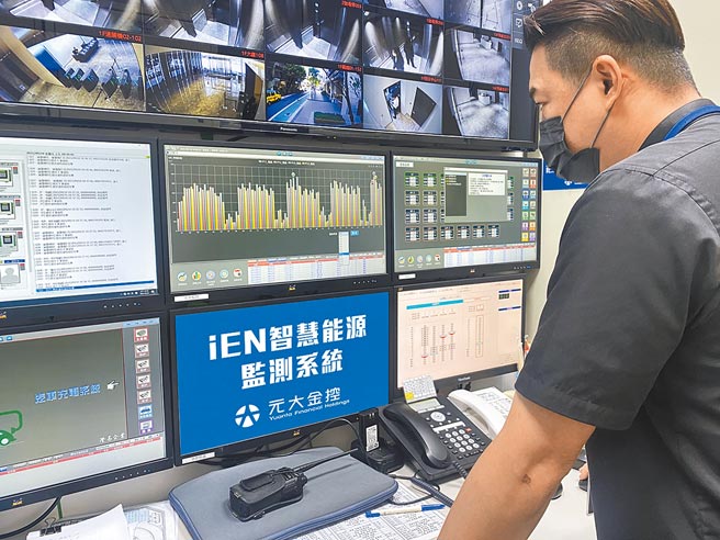 元大金控以能源监测系统掌握能源耗用数据，建立长期数据资料，作为长期减碳目标依据。图／元大金控提供