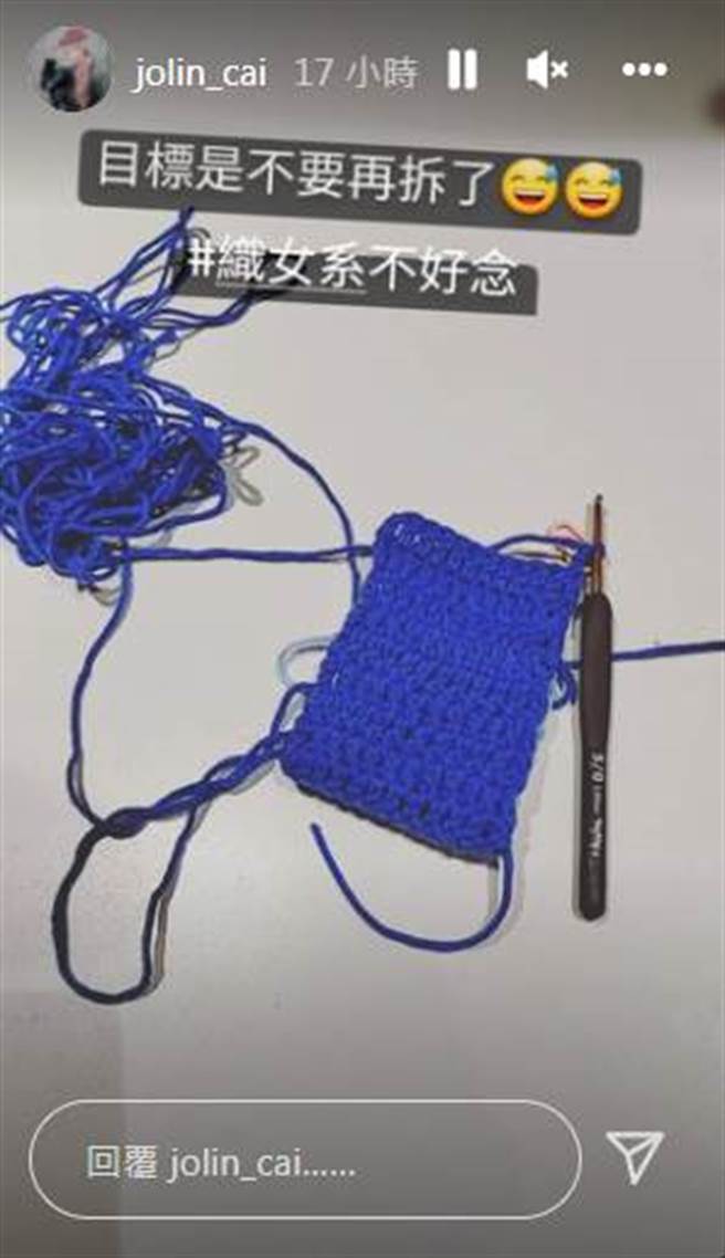 蔡依林近来迷上针织毛线。（jolin_cai IG）