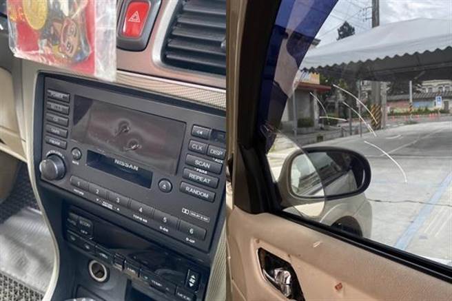 庄姓司机的车被林男用刀刮坏内里。（翻摄照片／高雄洪靖宜传真）