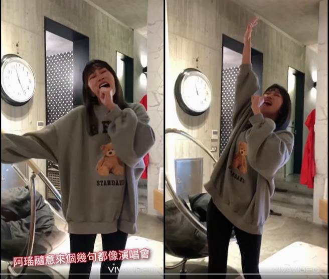 最近知名網紅「Millie & Ella-Grace」分享一段林佩瑤出遊時高歌一曲的影片，大讚隨便唱就像開演唱會，證明她唱功過15年沒退步。(圖/ 摘自Millie & Ella-Grace臉書粉絲專頁影片)