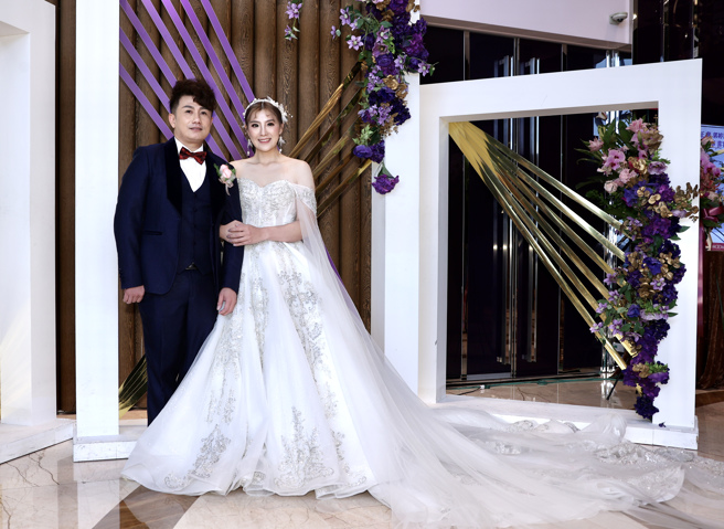 郭婷筠5日与老公彭正举行盛大婚宴，甜蜜大方放闪。（罗永铭摄）