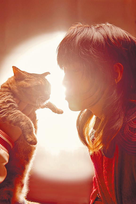 持修在新歌MV里突破尺度上演吻戏，和猫玩亲亲（见图）。（EMI提供）