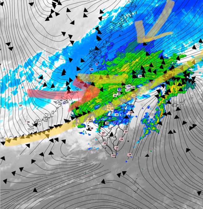 彭啟明也指出，目前對流雲系涵蓋到台南嘉義以北。(翻攝自彭啟明臉書)