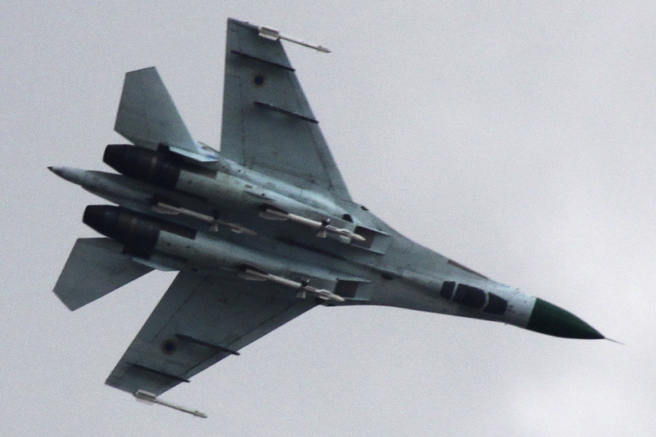 烏克蘭空軍的蘇（Su）-27戰機。（美聯社）