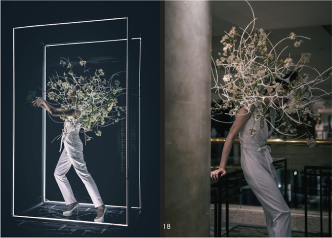 10日阿里山花季開幕式邀請Ku Flower團隊創作花藝走秀，將植物搭配時裝設計轉化成為山中精靈。（嘉義林區管理處提供∕呂妍庭嘉義傳真）