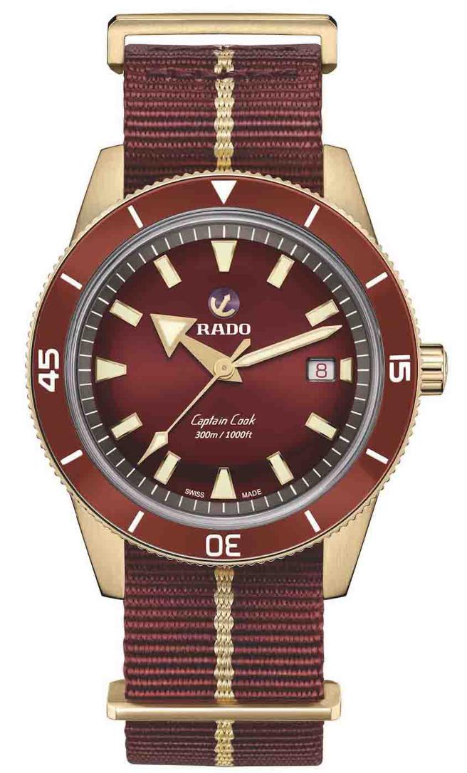 Rado瑞士雷達表 Captain Cook Bronze 庫克船長300米青銅自動腕錶，8萬400。（Rado瑞士雷達表提供）
