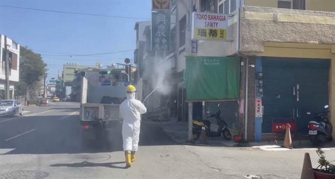 台南市政府针对确诊个案涉足地点完成清消。(台南市政府提供／曹婷婷台南传真)