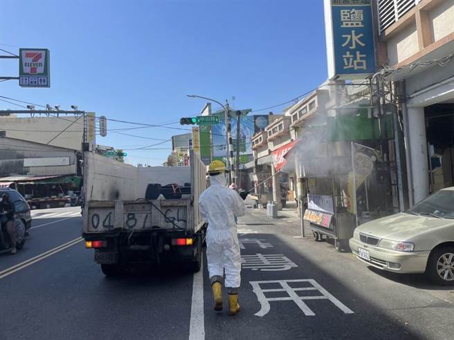 台南市政府针对确诊个案涉足地点完成清消。(台南市政府提供／曹婷婷台南传真)