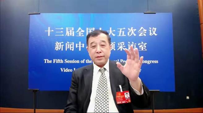 大陸全國人大代表、北京大學台灣研究院院長李義虎。（網路視訊會議截圖）
