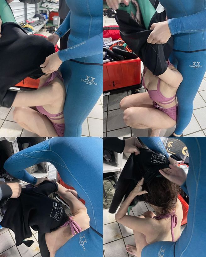 孟洁自曝潜水衣「脱不下来的囧样」画面十分搞笑。（图／取自孟洁IG）