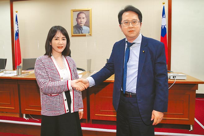 國民黨立委謝衣鳳（左）表示，中常會的組成是黨代表選舉的結果，希望未來可以推出更具有民意身分，對各方面有專業背景的人進入中常會。圖為立法院常設委員會7日舉行召委選舉，由謝衣鳳和民進黨立委邱志偉（右）擔任。（黃世麒攝）