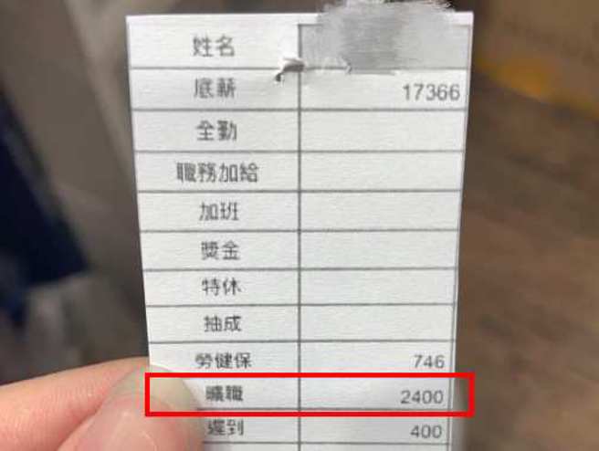 一名店员迟到30分钟被记旷职3天，扣2400元。(翻摄自爆怨公社)
