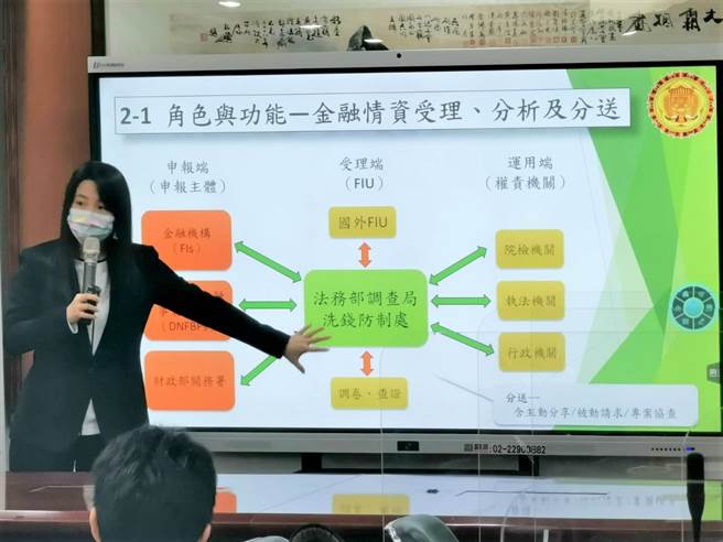 调查局洗钱防制处调查官说明我国FIU现况。(蒋永佑摄)