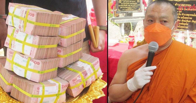 泰國佛寺住持幸運中頭獎，但他選擇將這筆獎金全數捐贈出去。（圖／翻攝自泰國世界日報）