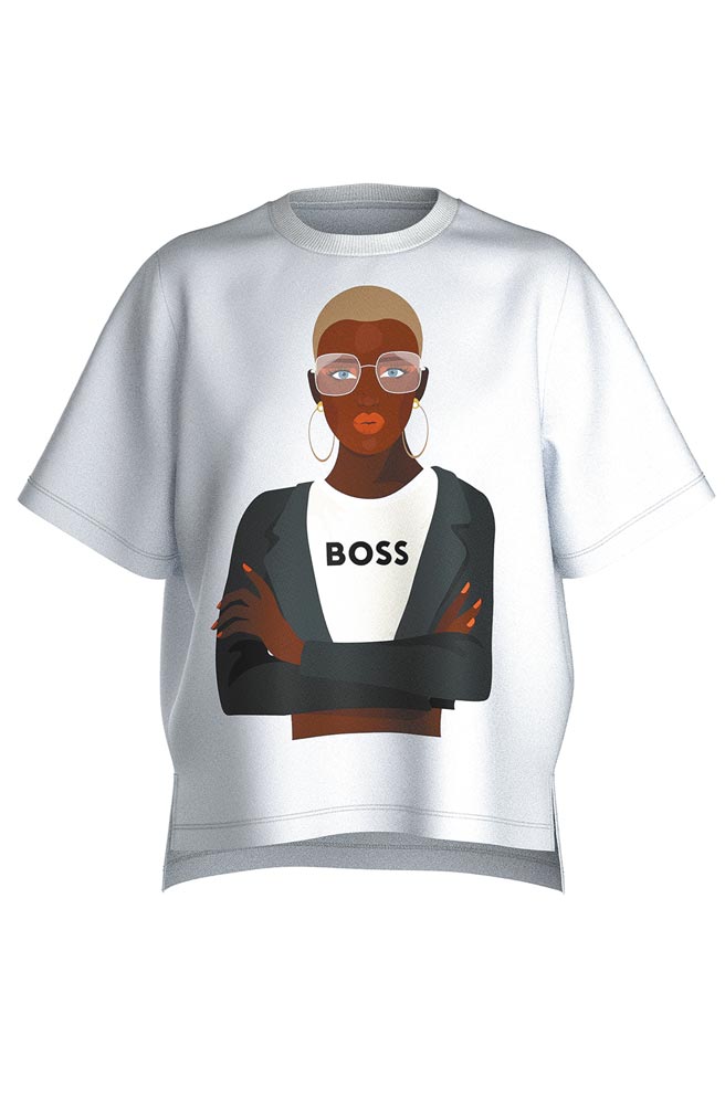 BOSS×Boss Beauties NFT限量版T恤，部分收入将赠与Dream Like a BOSS计画，该计画旨在为年轻女性提供职能辅导。（BOSS提供）