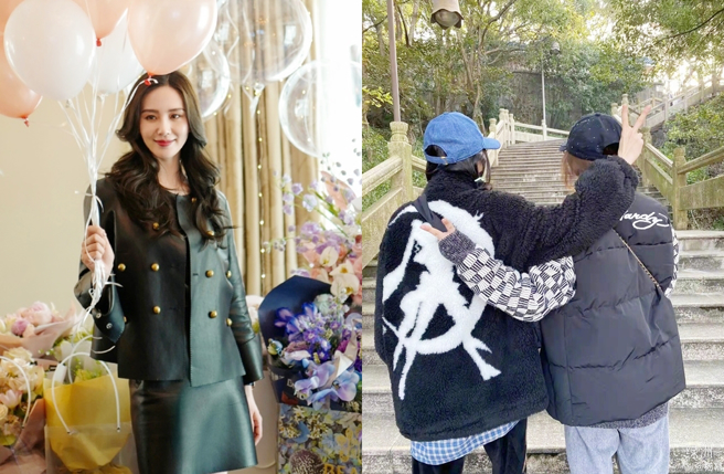 劉詩詩昨過生日曬出單人照，右為楊冪曬出的兩人合影。（圖／翻攝自詩詩的小板報、楊冪微博）