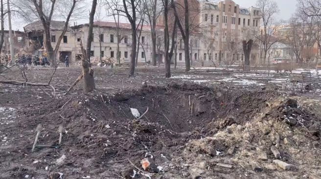 俄罗斯飞机轰炸乌克兰第2大城哈尔科夫。(图／路透社)