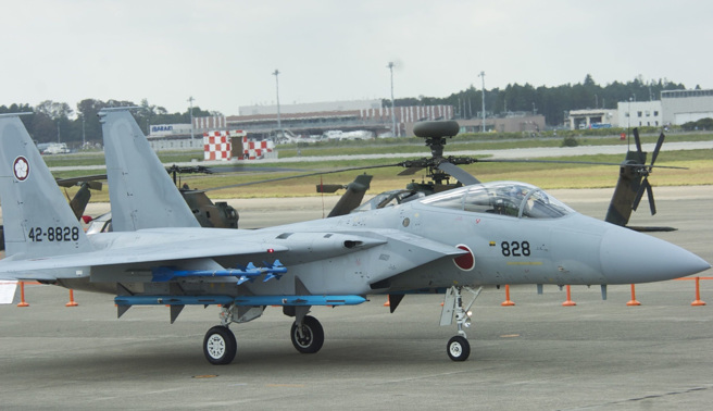 日本在位于茨城县的航空自卫队百里基地一架F-15。（示意图，非本次新闻事件军机/中新社资料照片）