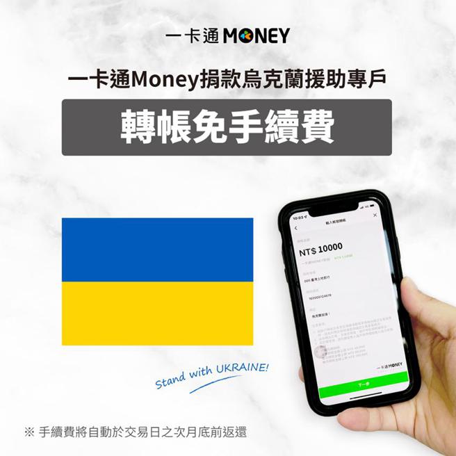 （一卡通Money捐款乌克兰，转帐免手续费。图／一卡通公司提供）