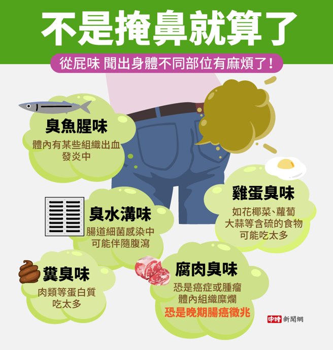 放屁味道传达身体状态。(图/中时新闻网陈友龄制图)