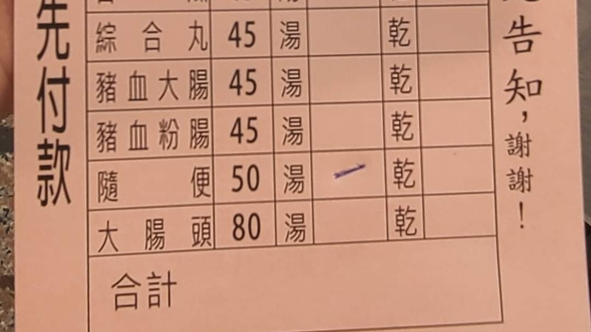 一名男網友表示，在肉圓店點了一碗「隨便湯」，不料上桌後卻只是一碗蔬菜湯。（圖／翻攝自爆廢公社公開板）