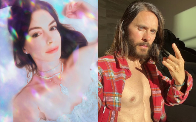 安海瑟薇演过猫女，杰瑞德雷托则演过小丑，不同系列但同一世界观。（图／取自两人IG）