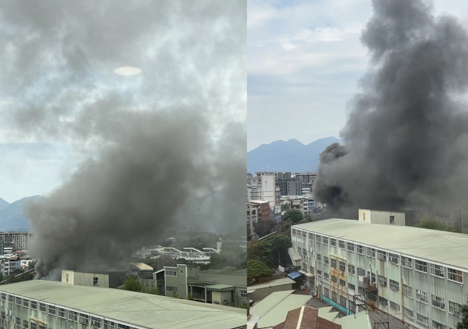 北市中山區大同大學14日下午失火，不少路過民眾直擊黑煙沖天。（翻攝自PTT）
