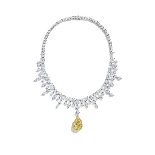 Tiffany黄钻项炼，主石为逾21克拉浓彩黄钻，约1.5亿元。（Tiffany & Co.提供）