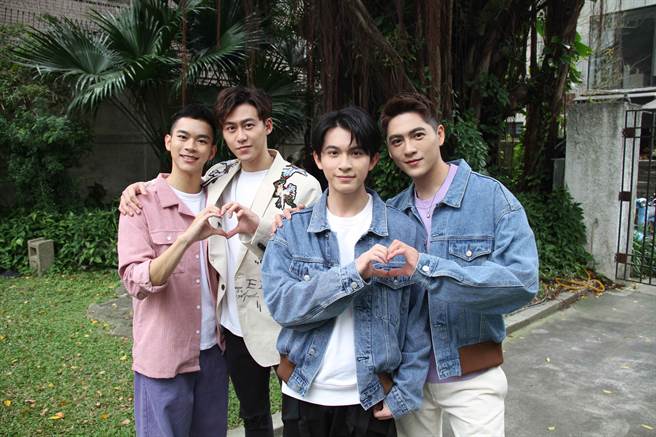 林煒傑（左起）、郭宇宸、林暉閔、黃新皓出席《基因決定我愛你》新戲首映。（達騰娛樂提供）