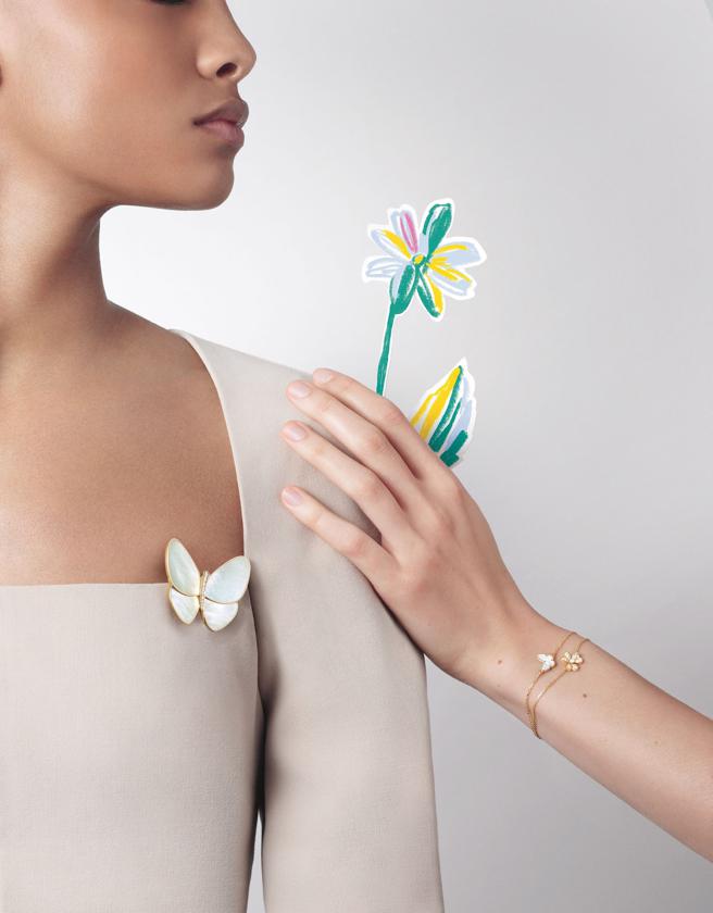 梵克雅宝珠宝即将来台，以珠宝结合Alexandre Benjamin Navet的画作。（VanCleef & Arpels提供)