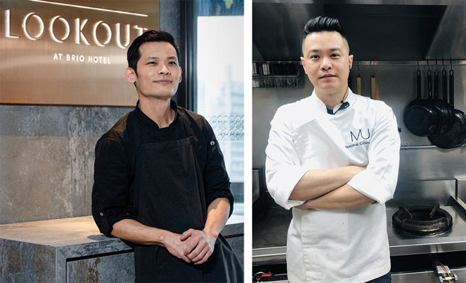 （左）跳吧餐酒馆主厨蓝祖榕。(图片提供/眺吧餐酒馆)（右）MU Seasonal Cuisine主厨杨彦希。(图片提供/MU Seasonal Cuisine)