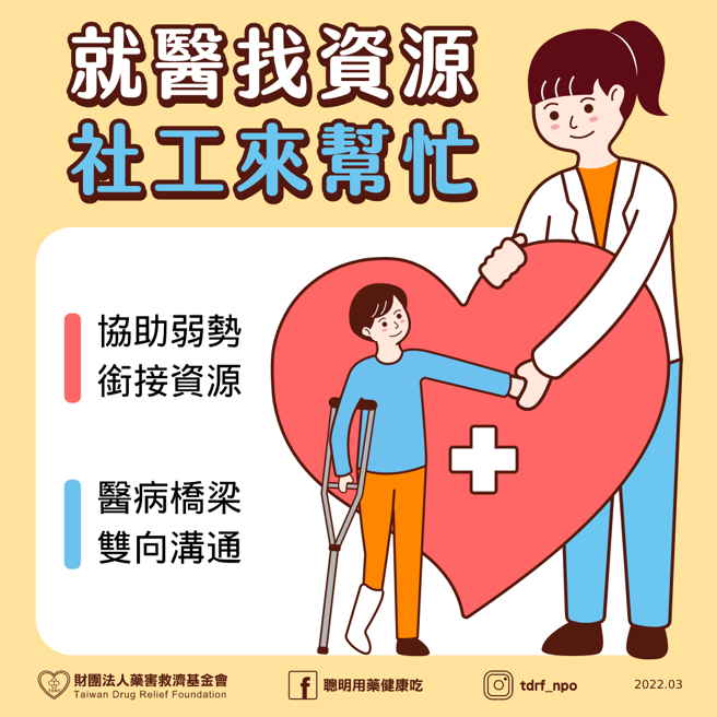 善用医疗社工资源，打造有效又顺畅的医病关系。(图/药害救济基金会提供)