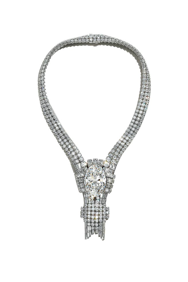 Tiffany主石重逾80克拉帝国钻石项炼，復刻自1939年世界博览会展出的高级珠宝项炼，约10亿元。（Tiffany & Co.提供）