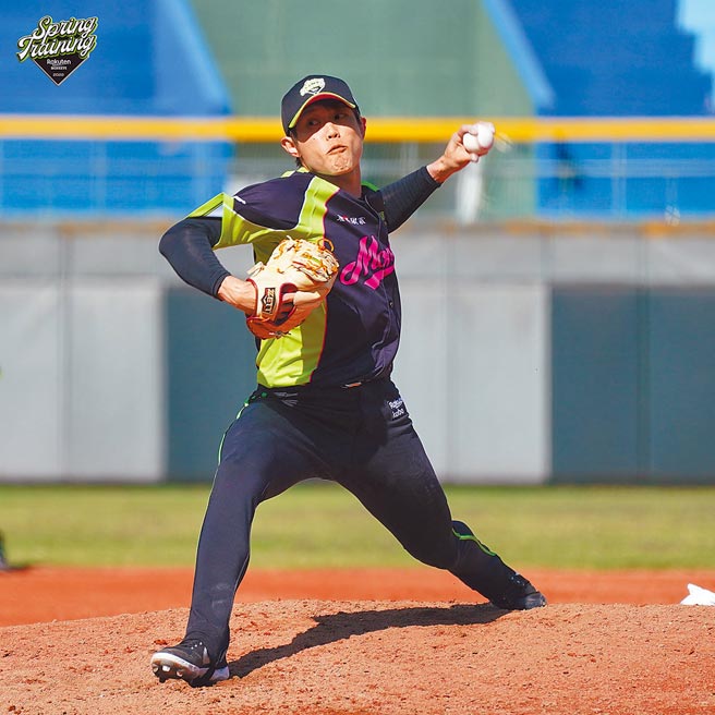 乐天桃猿陈冠宇昨在与统一狮的自办热身赛中，先发5局无失分。（资料照片／乐天桃猿提供）