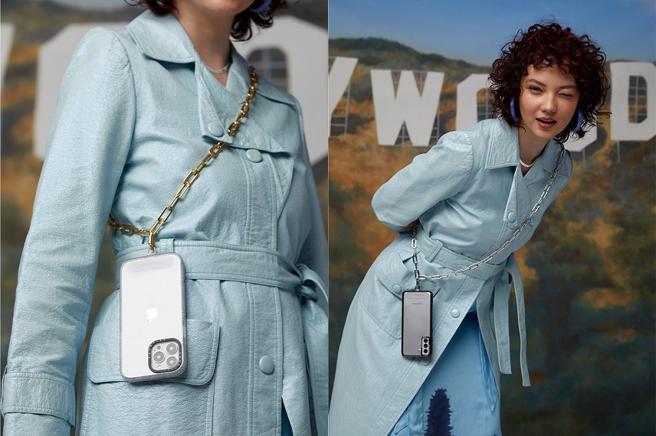 CASETiFY的金、银两色金属链与金色蛇骨炼等高质感金属材质的手机背带套组供选择，皆以亲肤材质所打造，也具备防水、抗汗、抗敏感功能。（CASETiFY提供）