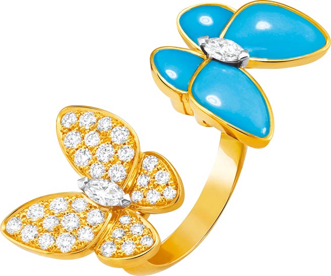 梵克雅宝Two Butterfly Between the Finger指间戒，65万5000元。（Van Cleef & Arpels提供）