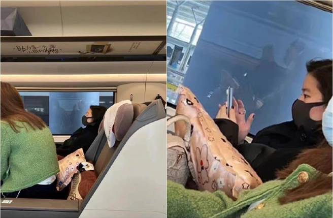 野生刘亦菲搭高铁，口罩挡不住绝美顏值。（图／取材自新浪娱乐）