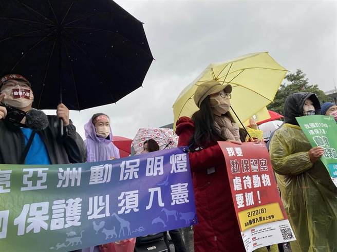 為爭取動物權益，動團日前舉辦動保入憲大遊行外，並親自拜會各黨團，並力拼年底公投。（李柏澔攝，本報資料照片）
