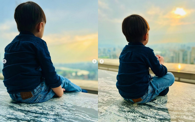 周杰伦惊喜晒出小小周背影帅照。(图/ 摘自周杰伦IG)