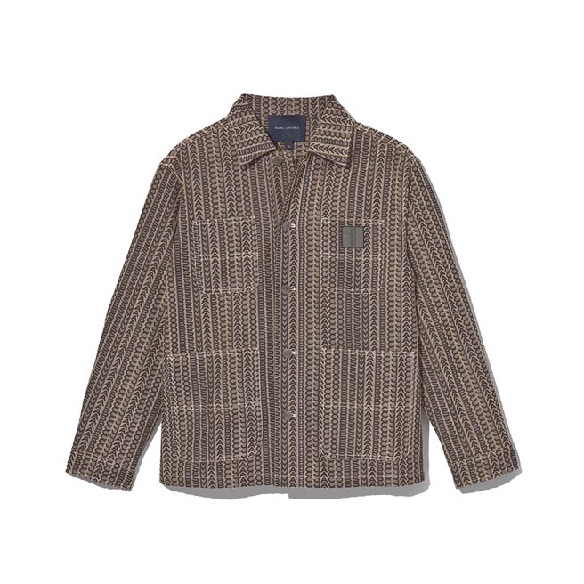 Marc Jacobs灰黑Monogram细纹缇花帆布外套，1万4900元。（Marc Jacobs提供）