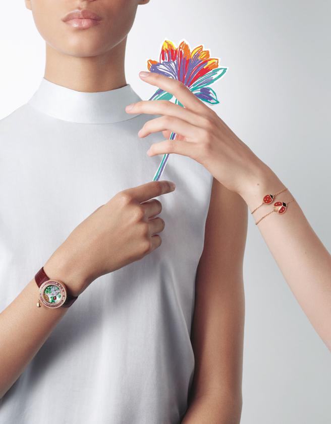 梵克雅寶Lucky Spring珠寶手鍊，以玫瑰金搭配可愛瓢蟲，十分可愛。（Van Cleef & Arpels提供）