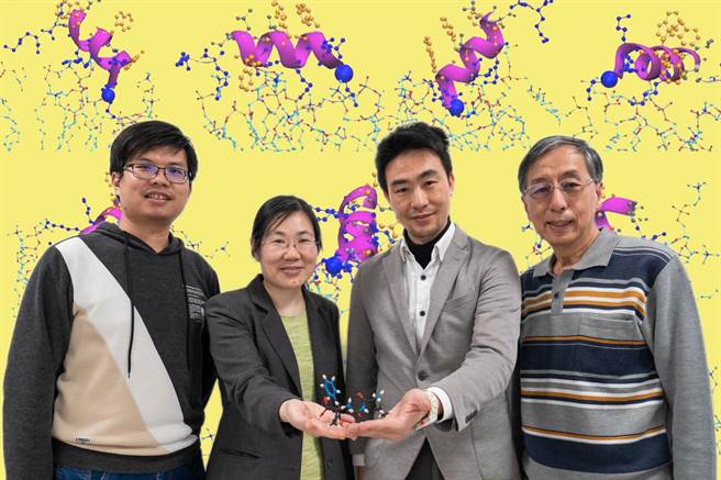 清华大学跨领域团队蔡政育（左起）、傅化文、杨立威、蓝忠昱，研发胜肽资料库。（清大提供／邱立雅竹市传真）