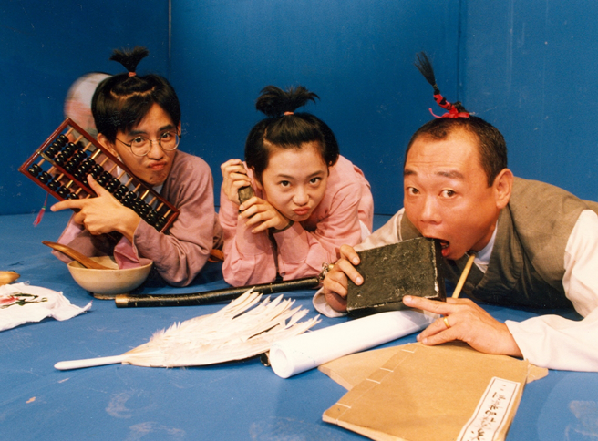 华视《综艺万花筒》，黄子佼（左起）、曹兰、顾宝明。（图／中时资料照片）