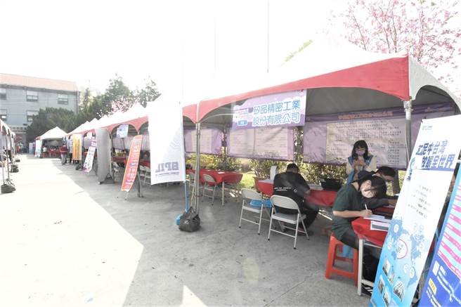 彰化縣政府19日在溪湖糖廠辦理第2場就業博覽會，邀請43家廠商參與徵才，還特別規劃農業徵才專區。（吳敏菁攝）