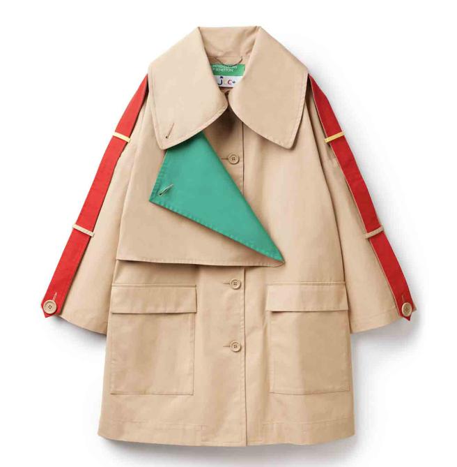 Benetton x JCC配色绑带卡其风衣外套 ，1万9800元。（Benetton提供）